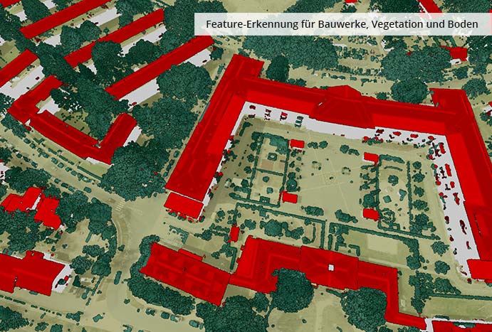 pointcloudtechnology-feature-erkennung für bauwerke, vegetation und boden